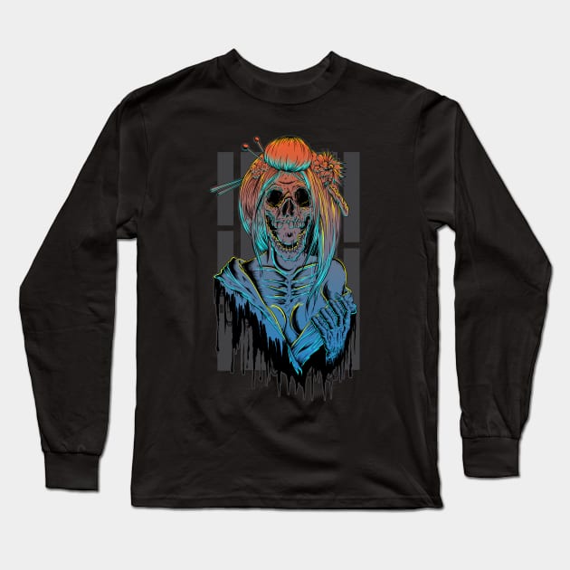 Undead Geisha Long Sleeve T-Shirt by Demonforge